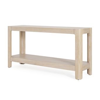 Trikiousd Modern Farmhouse Console Table Wood Veneer Rounded Corners Entryway Hall Table