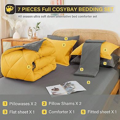 7pc Reversible Down Alternative Comforter Set All Season Bedding