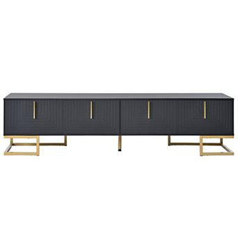 Trikiousd Modern TV Stand with Gold Handles & Metal Legs for TVs Up to 80"
