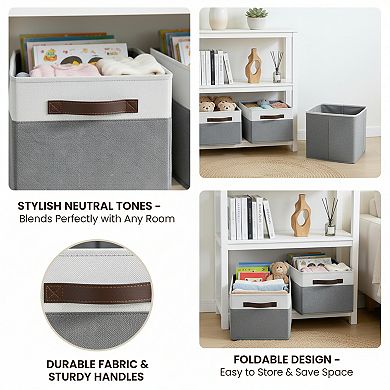 Large Closet Storage Baskets 4 Pack with Handles Collapsible