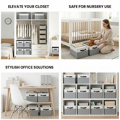 Large Closet Storage Baskets 4 Pack with Handles Collapsible