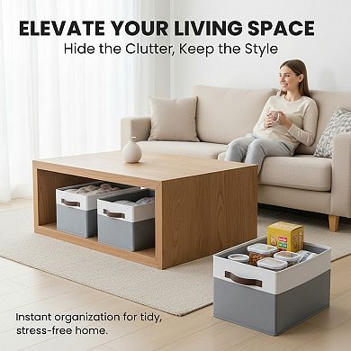 Large Closet Storage Baskets 4 Pack with Handles Collapsible