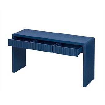 Trikiousd Rustic Console Table Solid Wood Veneer Entryway Table with 3 Fluted Drawers