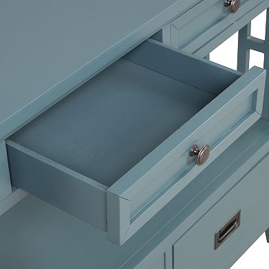 Trikiousd 36" Farmhouse Console Table Entry Sofa Table with 4 Drawers & Shelf