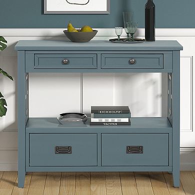 Trikiousd 36" Farmhouse Console Table Entry Sofa Table with 4 Drawers & Shelf