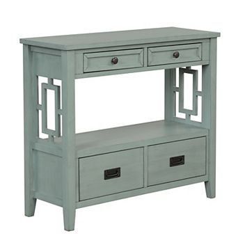 Trikiousd 36" Farmhouse Console Table Entry Sofa Table with 4 Drawers & Shelf
