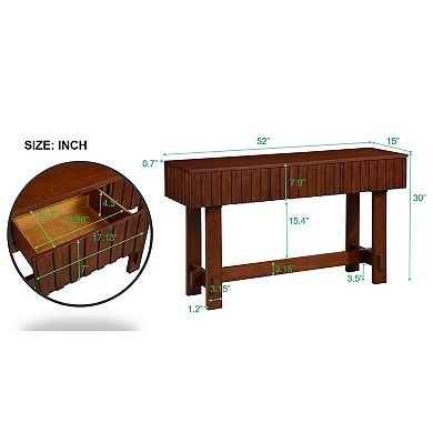 Trikiousd 52" Mid-Century Farmhouse Console Table Fluted Sofa Table Entryway Table with 3 Drawers