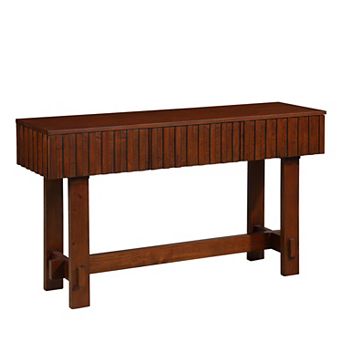 Trikiousd 52" Mid-Century Farmhouse Console Table Fluted Sofa Table Entryway Table with 3 Drawers