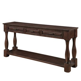 Trikiousd 63" Wood Console Table Entryway Table with 3 Drawers & Bottom Shelf