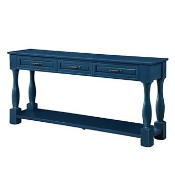 Trikiousd 63" Wood Console Table Entryway Table with 3 Drawers & Bottom Shelf