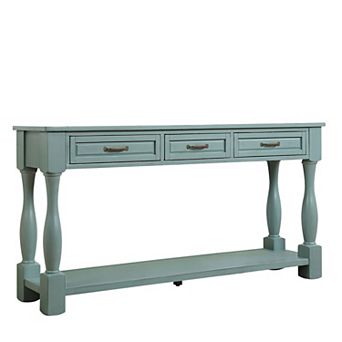 Trikiousd 63" Wood Console Table Entryway Table with 3 Drawers & Bottom Shelf