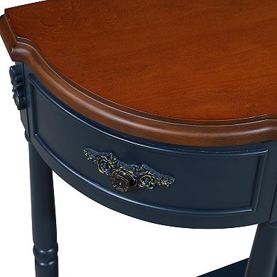 Trikiousd Retro Curved Console Table 52" Circular Half Moon Sofa Table with 2 Drawers & Shelf