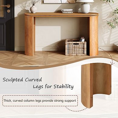 Trikiousd Vintage Console Table with Beaded Trim and Reversible Curved Legs
