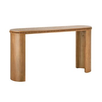 Trikiousd Vintage Console Table with Beaded Trim and Reversible Curved Legs