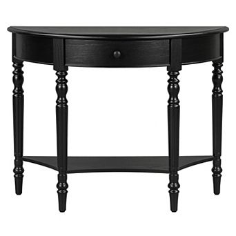 Trikiousd Farmhouse Half Moon Console Table Accent Table Sofa Table with Drawer & Shelf