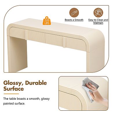 Trikiousd Modern Console Table Fluted Entryway Table with 2 Drawers & Rounded Silhouette