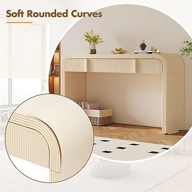 Trikiousd Modern Console Table Fluted Entryway Table with 2 Drawers & Rounded Silhouette