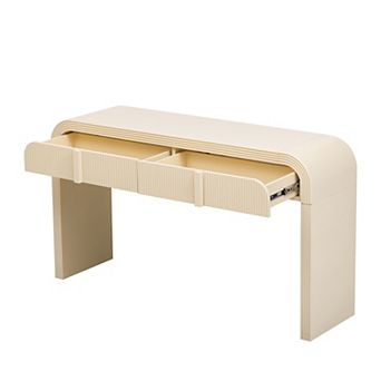 Trikiousd Modern Console Table Fluted Entryway Table with 2 Drawers & Rounded Silhouette