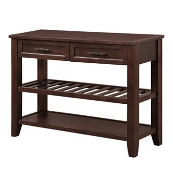 Trikiousd 42" Mid-Century Console Table with Drawers & Shelves