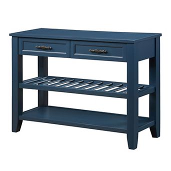 Trikiousd 42" Mid-Century Console Table with Drawers & Shelves