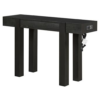 Trikiousd Rustic Minimalist Console Table Wood Entryway Table with Hidden Drawer & Power Outlet