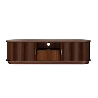 Trikiousd Vintage Sliding Door TV Stand with Drawer & Shelves for TVs Up to 75"