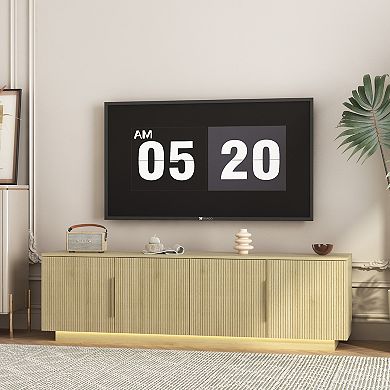 Trikiousd TV Stand with 16-Color LEDs for 5565" TVs, 68" Modern Entertainment Cabinet