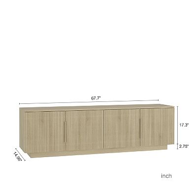 Trikiousd TV Stand with 16-Color LEDs for 5565" TVs, 68" Modern Entertainment Cabinet