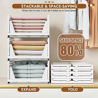 Stackable Closet Storage Basket 5 Pack Foldable Design