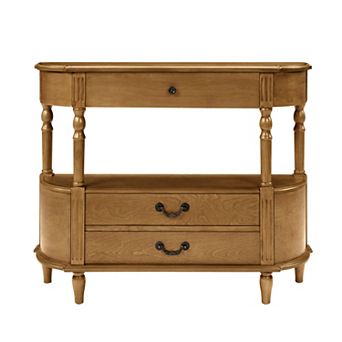 Trikiousd 43" Retro Curved Console Table Entry Table Sofa Table with 3 Drawers & Shelf