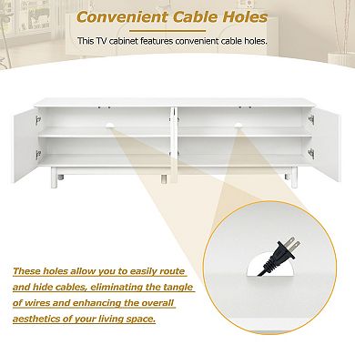 Trikiousd Graceful TV Stand with Arch Cabinets & Solid Wood Legs for TVs Up to 78"