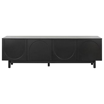 Trikiousd Graceful TV Stand with Arch Cabinets & Solid Wood Legs for TVs Up to 78"