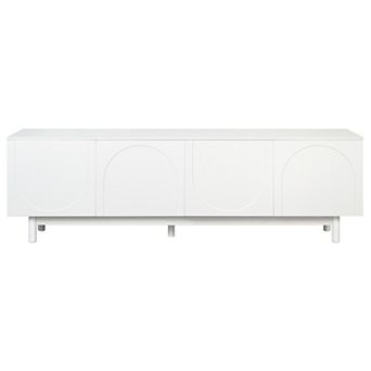 Trikiousd Graceful TV Stand with Arch Cabinets & Solid Wood Legs for TVs Up to 78"