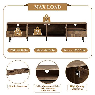 Trikiousd Mid-Century TV Stand with Drawers and Storage for 85-Inch TV