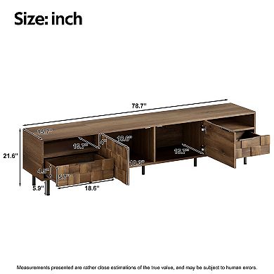 Trikiousd Mid-Century TV Stand with Drawers and Storage for 85-Inch TV