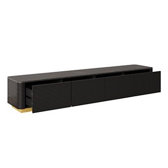 Trikiousd Luxury Fluted TV Stand with Faux Marble Top and 4 Drawers for TVs Up to 85"