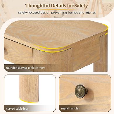 Trikiousd Rustic Console Table Entryway Table with 3 Drawers & Thick Legs for Hallway & Living Room