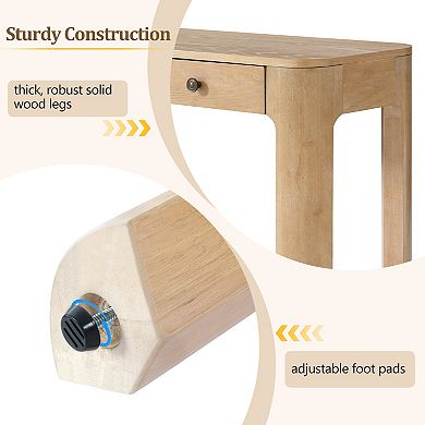 Trikiousd Rustic Console Table Entryway Table with 3 Drawers & Thick Legs for Hallway & Living Room