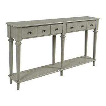 Trikiousd Retro Console Table Entryway Table with 4 Drawers & Open Shelf