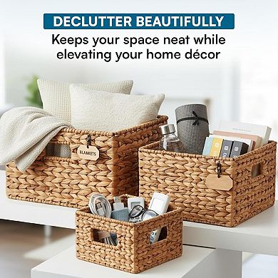 Banana Leaf Storage Baskets Water Hyacinth Woven Set of 3