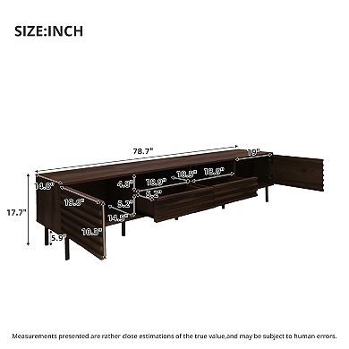 Trikiousd Modern Slatted Door TV Stand for 85-Inch TV with Storage Console