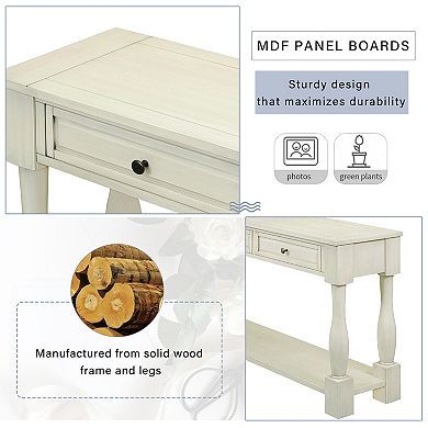 Trikiousd 63" Mediterranean Console Table with Drawers & Shelf
