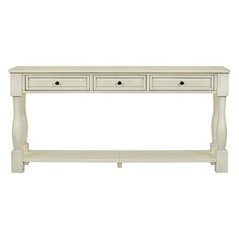 Trikiousd 63" Mediterranean Console Table with Drawers & Shelf