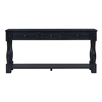 Trikiousd 63" Mediterranean Console Table with Drawers & Shelf