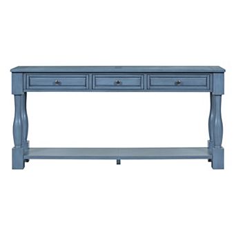 Trikiousd 63" Mediterranean Console Table with Drawers & Shelf