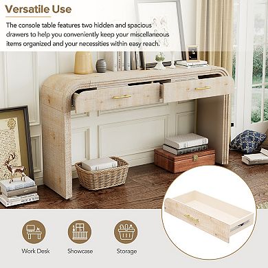 Trikiousd Unique Retro Silhouette Console Table with 2 Drawers and Open Design