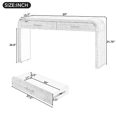 Trikiousd Unique Retro Silhouette Console Table with 2 Drawers and Open Design