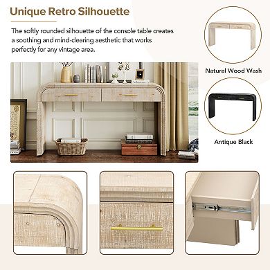 Trikiousd Unique Retro Silhouette Console Table with 2 Drawers and Open Design