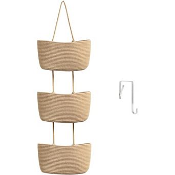 Jute Hanging Baskets 3 tier for Door Wall Organization