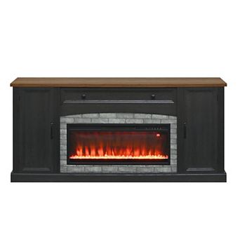 Trikiousd Heating Electric Fireplace TV Stand with Mantel & Adjustable Shelves for TVs Up to 70"